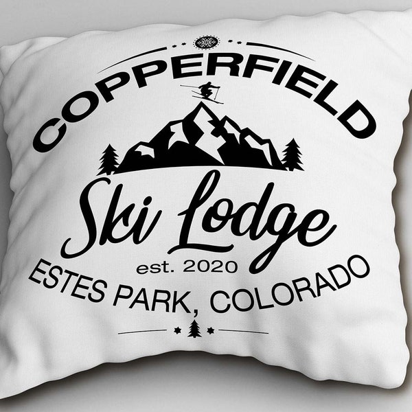 Personalized Pillow - Ski Lodge - Great Decorative Throw Pillow for Ski Resort or Cabin (Insert Included)