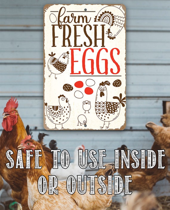 Tin Farm Fresh Eggs Metal Sign 8 X 12 Or Tin Farm Fresh Eggs Metal Sign 8 X 12, Tin Farm Signs
