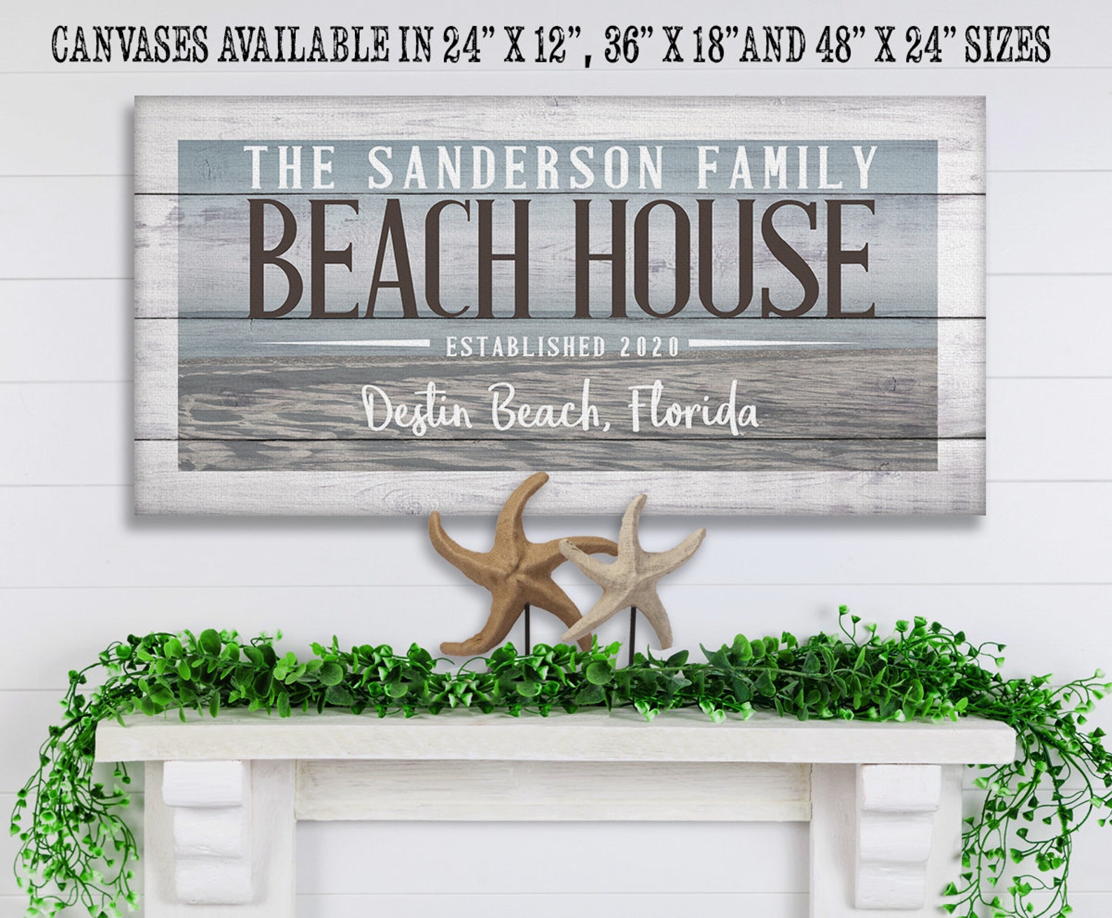 Personalizedbeach House Large Canvas Wall Art not Printed on Etsy