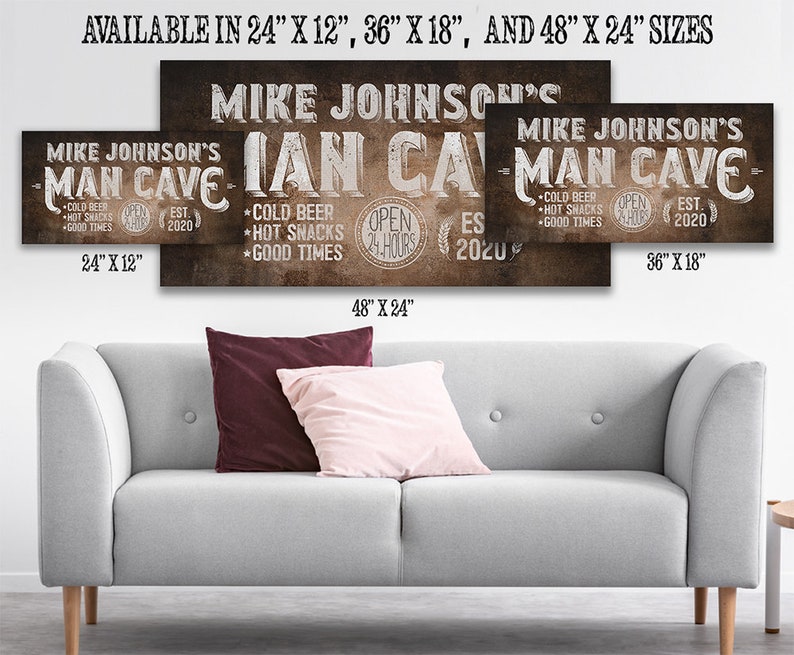 Personalized Man Cave Large Canvas Wall Art Not Printed Etsy