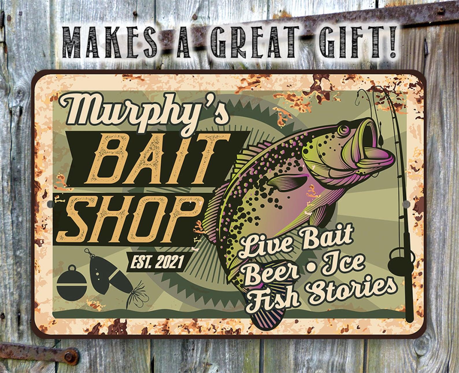 Personalized Bait Shop Metal Sign 8 X 12 or Etsy