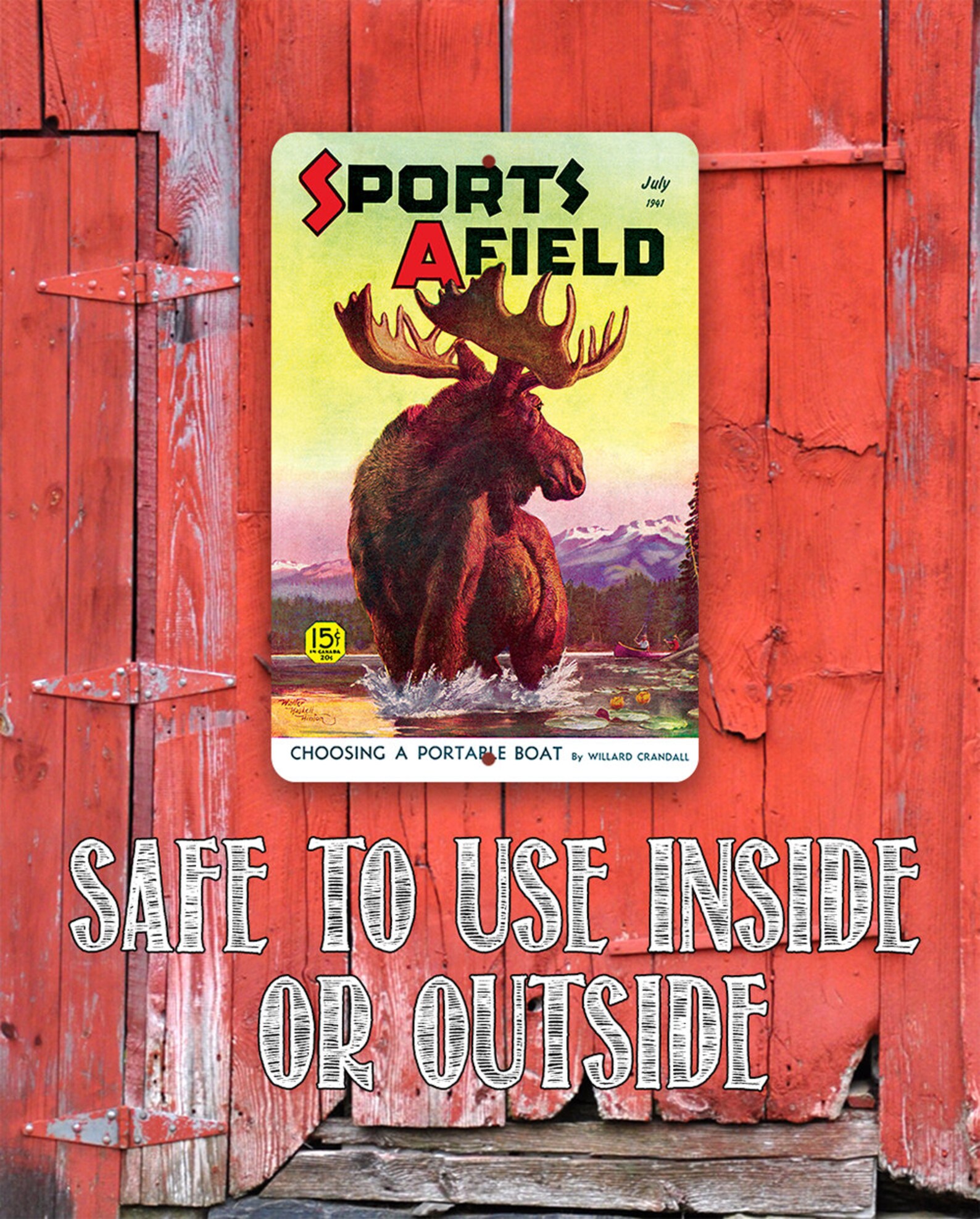 Metal Sign sports Afield Lake Moose tin Etsy
