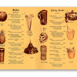 Metal Sign - Tiki Drinks Menu Sign - 8"x12" or 12"x18" - Durable Tin - Use Indoor/Outdoor - Makes a Great Bar Decor and Housewarming Gift