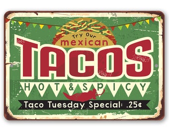 Spicy Tacos Poster métal 15x20cm home deco café bar restaurant brasserie Spicy Tacos Poster métal 15x20cm home deco café bar restaurant brasserie