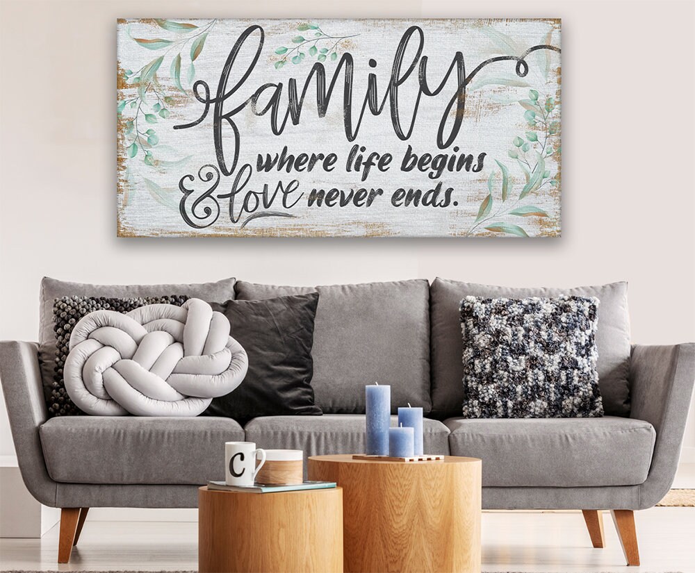 Family Where Life Begins Large Canvas Art stretched on a | Etsy