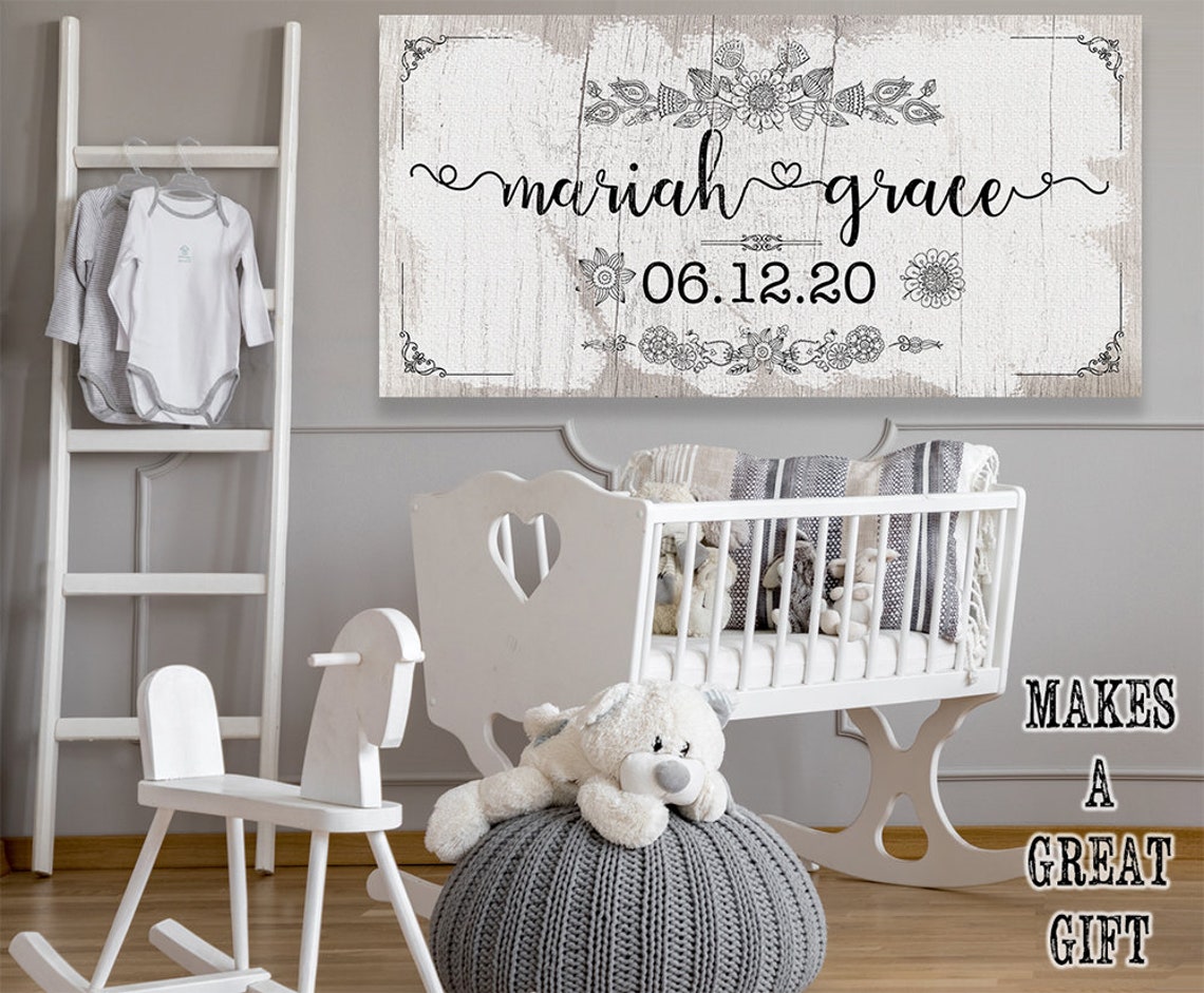 Personalized Baby Name Large Canvas Wall Art Not Printed Etsy