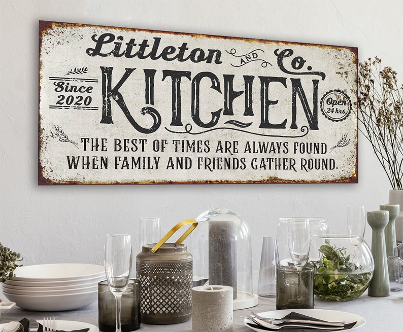 Personalized Kitchen Best of Times Large Farmhouse Canvas Not Printed on Metal Stretched on a Wood Great Dining Room Kitchen Decor image 5