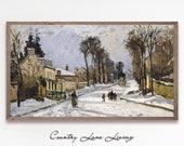 Samsung Frame TV Walking Down the Snowy Street-Vintage Winter Farmhouse Christmas Image Instant 4k Wallpaper-Vibrant Tones Downloadable 650