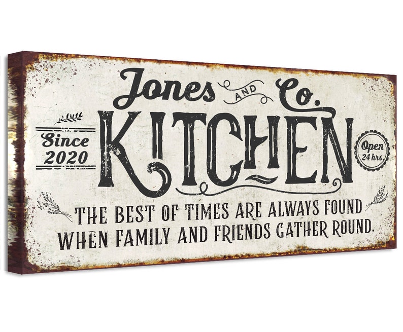 Personalized Kitchen Best of Times Large Farmhouse Canvas Not Printed on Metal Stretched on a Wood Great Dining Room Kitchen Decor image 10