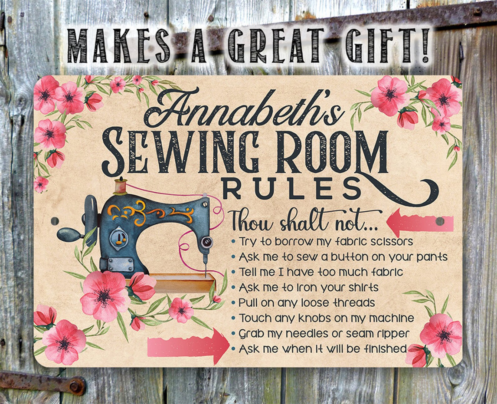 Personalized Sewing Room Rules 8 X 12 or Etsy