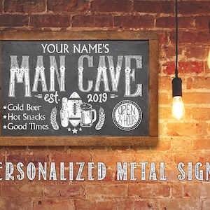 Personalized Metal Sign - Man Cave - Tin  8x12" or 12x18" Use Indoor/Outdoor - Great Gift & Decor