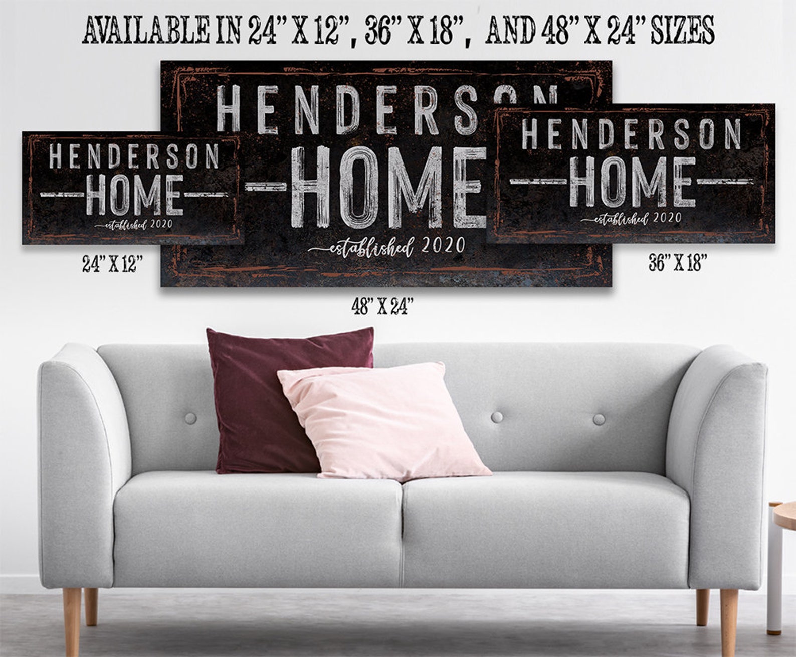 Personalized Large Canvas Family Name Stretched on Wood Etsy