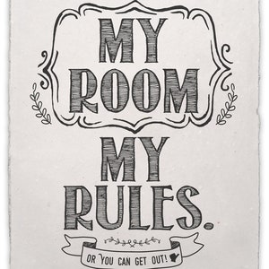 My Room My Rules Handmade Paper 12.5x15 Inspirational Unframed Positive Quote Book Page Print Poster Teen Room, Stuff for Dorm Rooms image 2