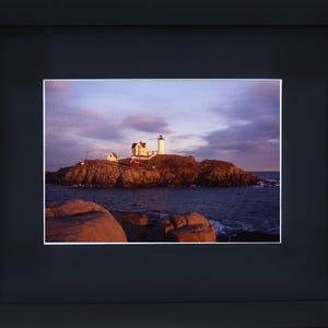Nubble Lighthouse Art: York Beach Maine Coastal Photo (11x14 Matted)