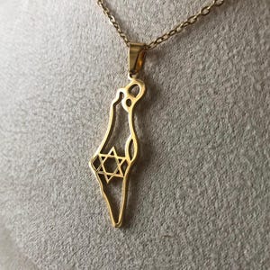 Israel Map Necklace Jewish Star Necklace Judaica Gifts Israel Map I stand with Israel Jewelry Magen David Necklace Gift