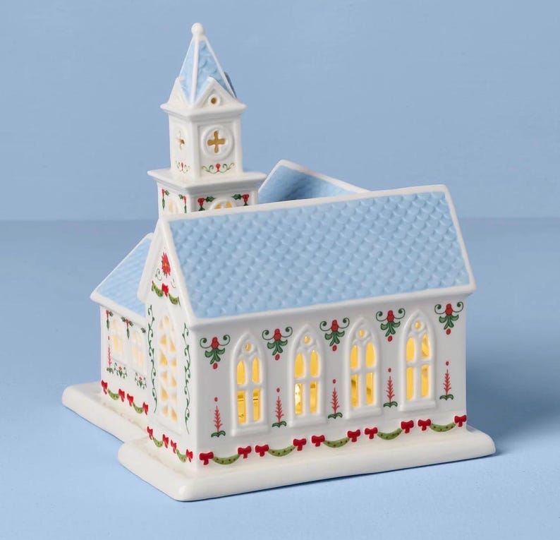 Lenox Holiday Village Lit Christmas Church Figurine - Thumbnail 2