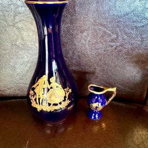 Limoges vases - cobalt blue.