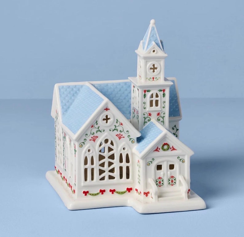 Lenox Holiday Village Lit Christmas Church Figurine - Thumbnail 3
