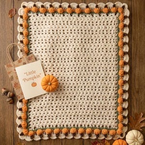Mönster för virkad babyfilt i PDF-stil, månbelyst pumpalapp, nybörjarfilt för halloween och höst, 76x86 cm