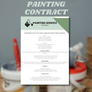 Professional Painting Contract Agreement, Painting Contractor, Residential Painting Service Contract,Printable Template, Editable Template