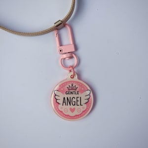 Cute Personalized Pet ID Tag,Custom Funny Dog Name Tag,Kawaii Resin Dog Tag,Gentle Angle,Durable Pet Tag,Lightweight Dog Tag