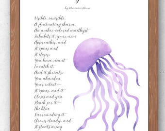 Marianne Moore Jellyfish Poem Print: Literary Wall Art (Digital Download)