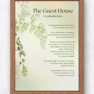 The Guest House by Rumi Printable | Rumi Poem Wall Art | Inspirational Poetry Print | Sufi Quote | Mindfulness Decor | Digital Download