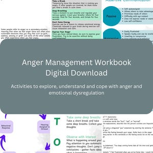 Printable Anger Management Workbook | Mental Health PDF | Self-Help Journal for Emotional Regulation | Therapy Worksheets | Instant Download