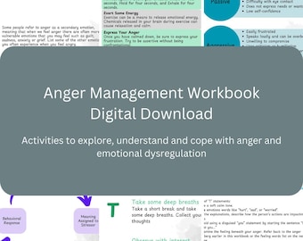 Anger Management Workbook: Emotional Regulation, Therapy Worksheets (PDF Download)