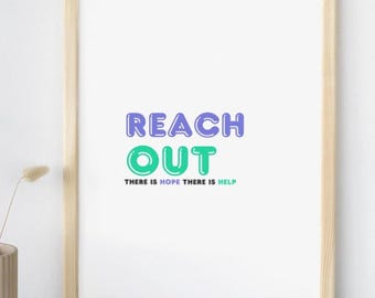 Mental Health Poster: Reach Out, Therapy Office Decor (A4/A3 PDF)