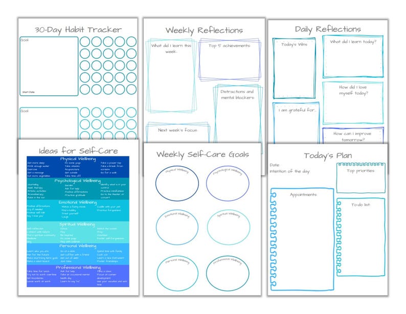 Printable Self-care Planner Mental Health & Wellness Journal PDF Daily ...