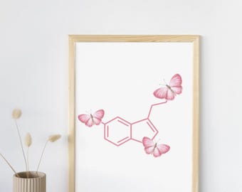 Serotonin Chemical Compound Art Print: Mental Health Decor (Digital Download)