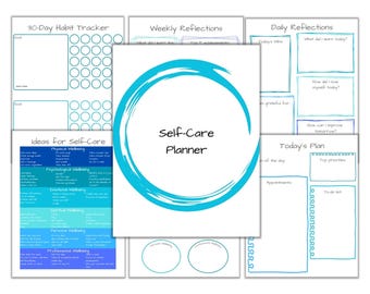 Printable self-care planner Mental Health & Wellness Journal PDF Daily Self-Care Tracker Digital Download
