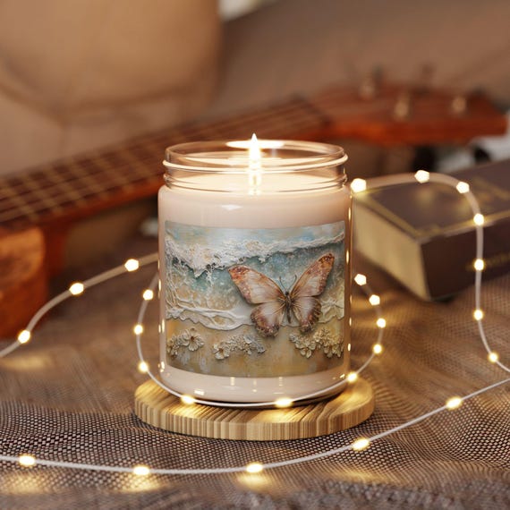 Butterfly Breeze Scented Soy Candle: Relaxing Aromatherapy Home Decor
