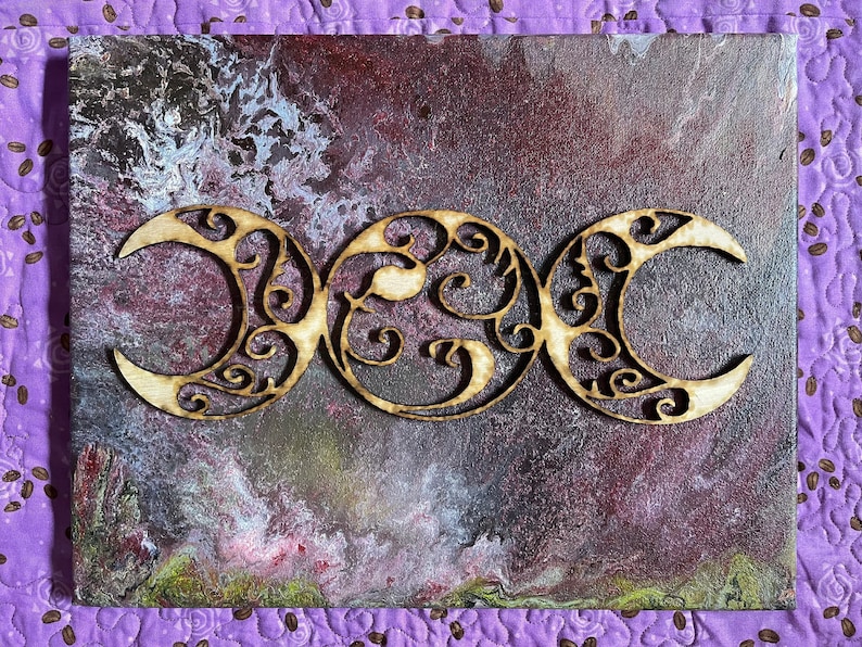Metaphysical Art Bohemian Choose Your Color Original Fluid Painting on Canvas Goddess Art Home Accents Triple Moon Goddess on Canvas
