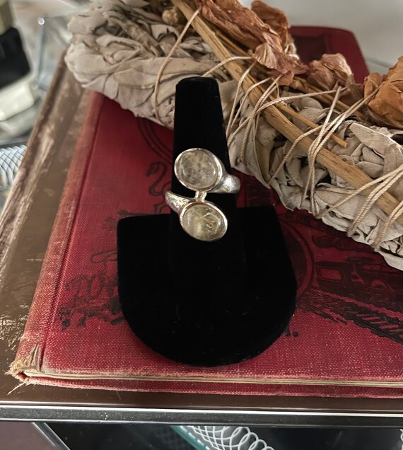 Vintage Rutilated Quartz Cabochon Ring: 925 Sterl… - image 1