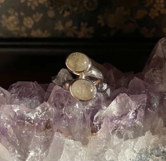 Vintage Rutilated Quartz Cabochon Ring: 925 Sterl… - image 9
