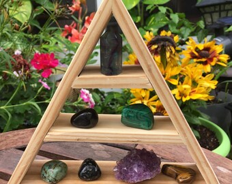 Capricorn Gift, Capricorn Shelf, Capricorn Triangle Shelf With Crystals, Zodiac Crystal Set, Zodiac Triangle Shelf