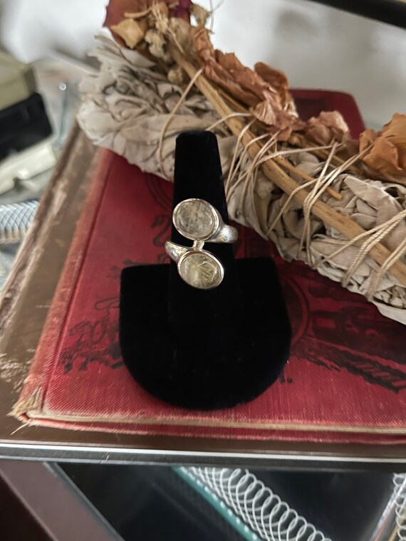 Vintage Rutilated Quartz Cabochon Ring: 925 Sterl… - image 2