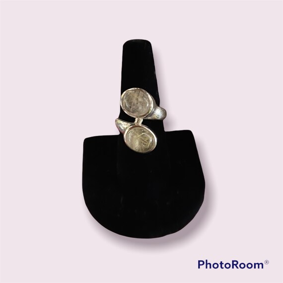 Vintage Rutilated Quartz Cabochon Ring: 925 Sterl… - image 4