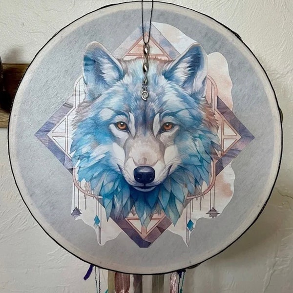 100 percent Shy Wolf Donation, Wolf Wall Hanging with Movement Charm, Wolf Art, Wolf Wall Decor, Bohemian Wolf, Wolf Accents