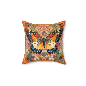 Colorful Butterfly Decor Pillow, Boho Cushion, Home Decor, Gift Idea, Colorful Accent Pillow, Living Room Decor
