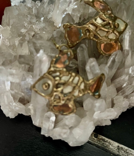 Cool Artisan Earrings, Vintage Metal Work Earring… - image 5
