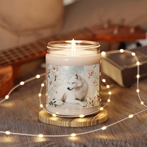 Serene Wolf Scented Soy Candle: Nature Inspired Home Decor, 9oz