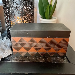 Unique Clay Box, Vintage Decorator Box, Etched Clay Box