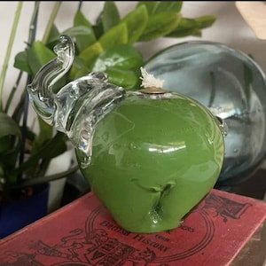 Vintage Green Glass Elephant Oil Lamp