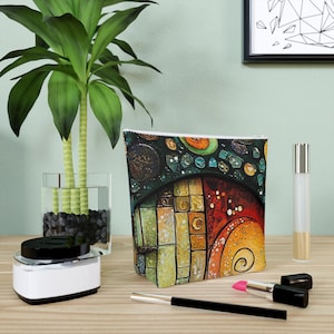 Fairy Door Cotton Cosmetic Bag: Colorful Travel Makeup Pouch