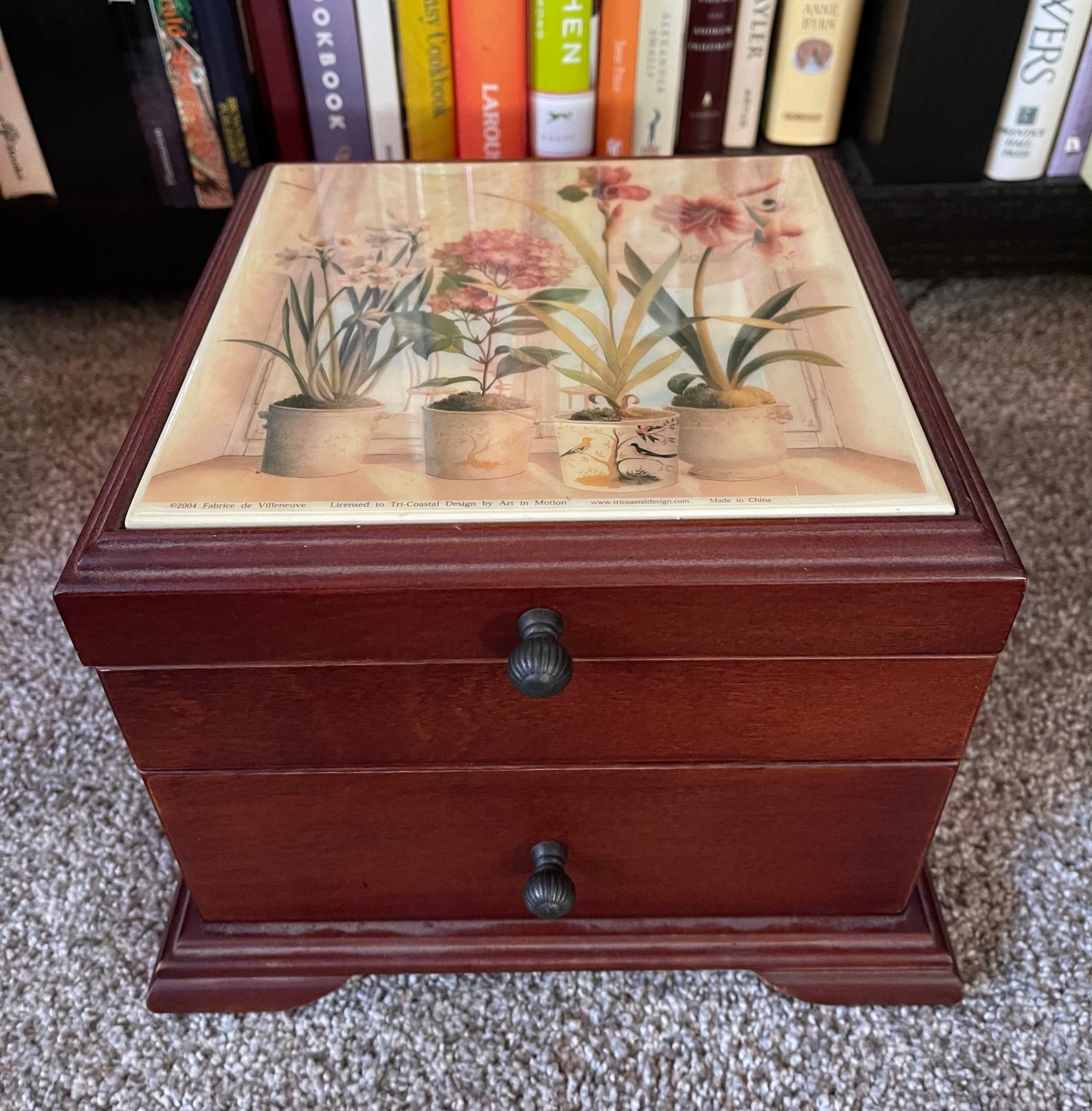 Vintage Tile Jewelry Box Vintage Jewelry Chest Floral Tile Etsy
