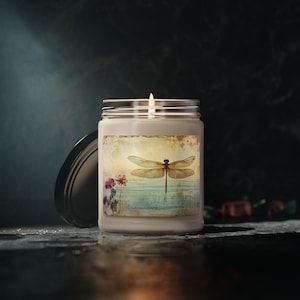 Dragonfly Scented Soy Candle: Aromatherapy Relaxation Gift