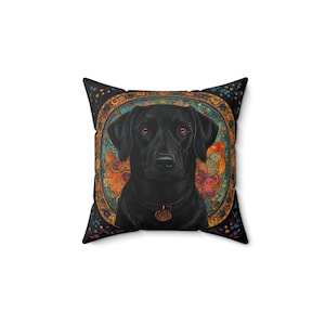 Black Lab Pillow, Cozy Home Decor, Gift for Pet Lovers, Animal Lover&#39;s Throw Cushion, Unique Pet Memorial